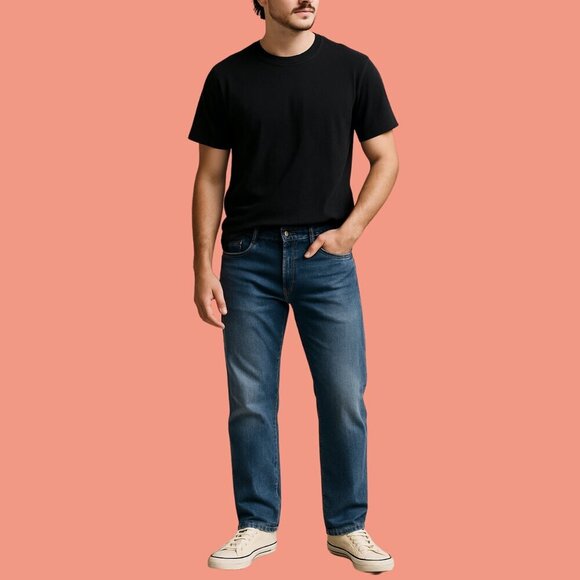 Old Navy Straight Built-In Flex Jeans (38x30) - Classic Mid-Wash Comfort Fit - Picture 1 of 12